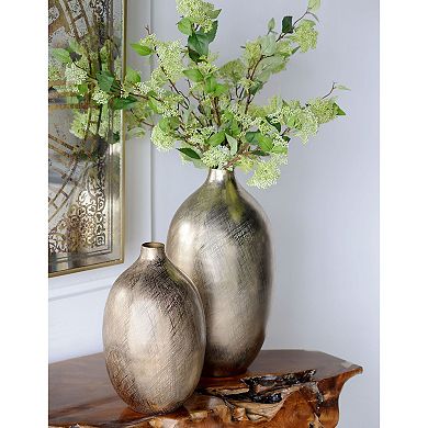 18.5" Gold Solid Contemporary Transitional Decorative Vase - Large