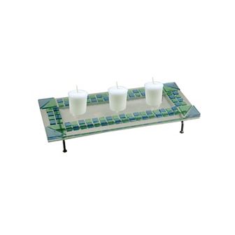 16" Green and Blue Boardwalk Oil Contemporary Candle Holder