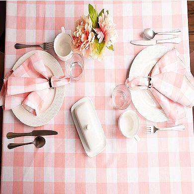 104" Pale Pink and White Checkered Rectangular Tablecloth