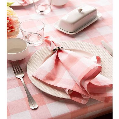104" Pale Pink and White Checkered Rectangular Tablecloth