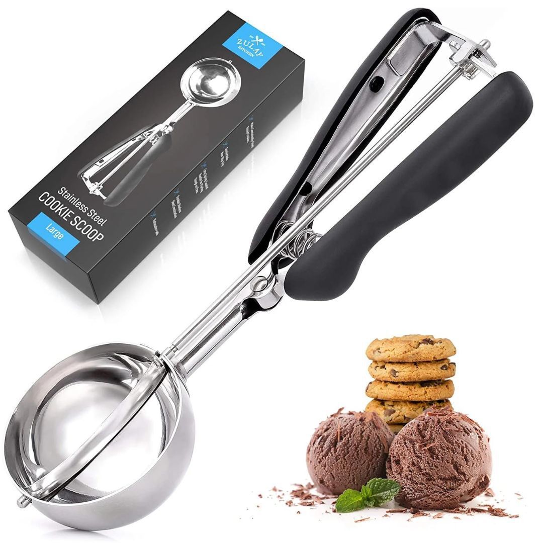 Heavy Duty Stainless Steel Ice Cream Scoop - Trigger-Activated For Easy  Serving!