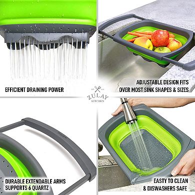 Zulay Kitchen Collapsible Colander With Extendable Handles
