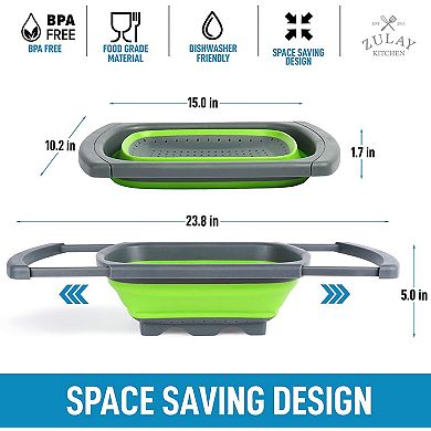 Zulay Kitchen Collapsible Colander With Extendable Handles