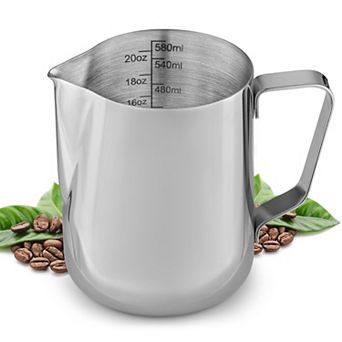 Zulay Kitchen Milk Frothing Pitcher - Stainless Steel With Latte Art Pen - 20oz (600ml)