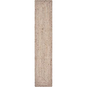 80" Brown and Cream Hand Woven Braided Rectangular Table Runner