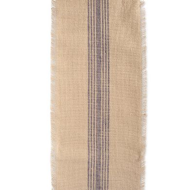72" Beige and Blue Middle Striped Rectangular Table Runner