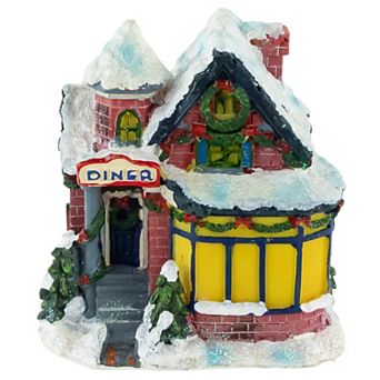 4" Snowy Christmas Diner Village Building