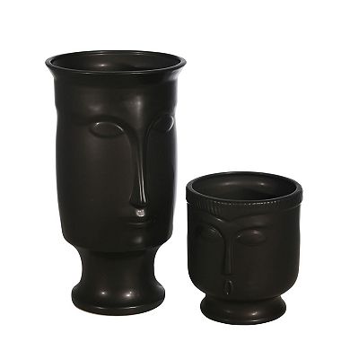 5.5" Surprised Face Ceramic Vase in Matte Black