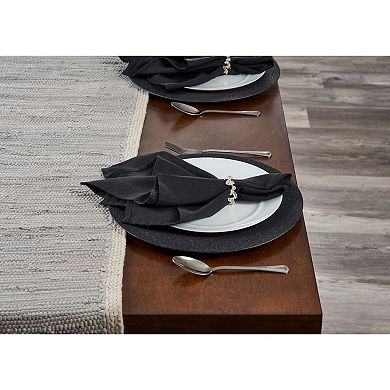 80" Gray and Ivory Hand Woven Bordered Rectangular Table Runner