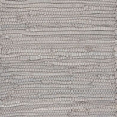 80" Gray and Ivory Hand Woven Bordered Rectangular Table Runner