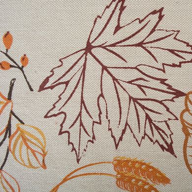 70" Beige Fall Harvest Embroidered Leaves Table Runner