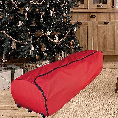 Red Rolling Christmas Tree Storage Bag for Trees Up to 12ft