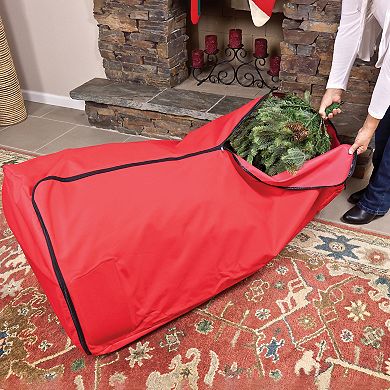 Red Rolling Christmas Tree Storage Bag for Trees Up to 12ft