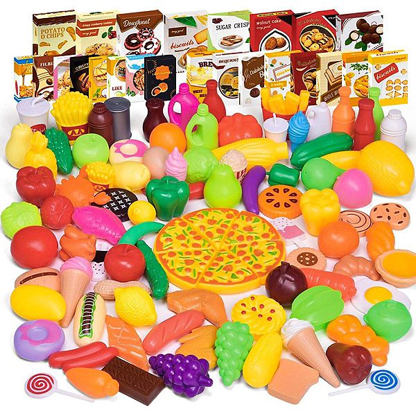 128 Pcs Kids Kitchen Play Food Set