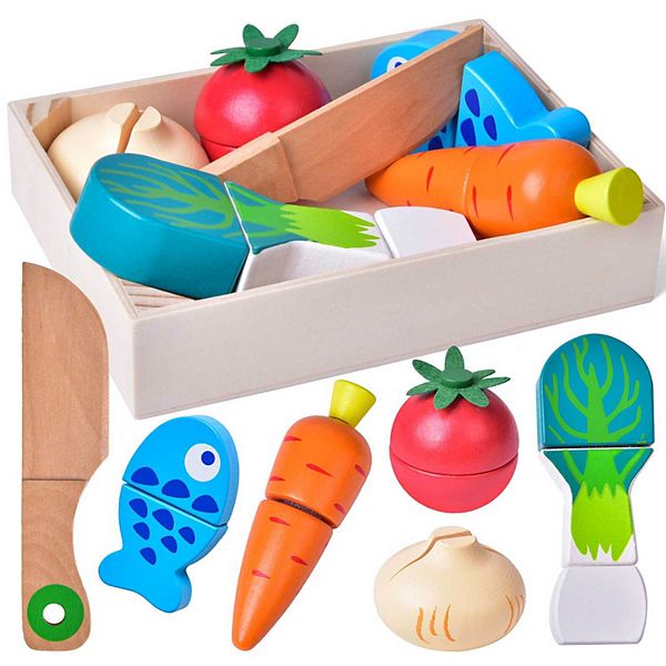 Wooden cut store up play food