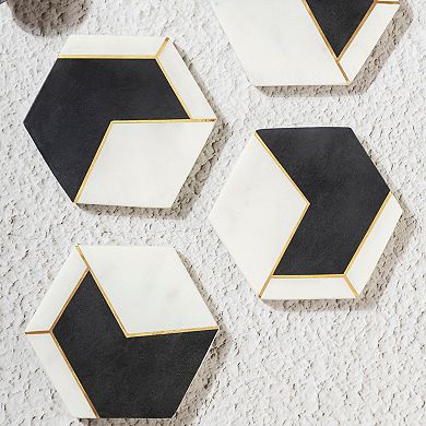 Dakota White Marble Coasters, Set of 4
