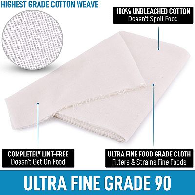 Grade 90 Cheesecloth - 5 Yards X 36 Inches Wide (White) For Cooking, Crafting & Straining
