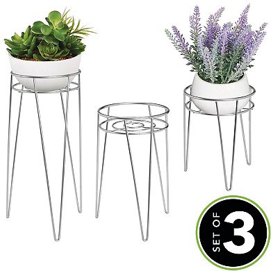 mDesign Metal Indoor/Outdoor Plant Stands with Hairpin Legs - Set of 3