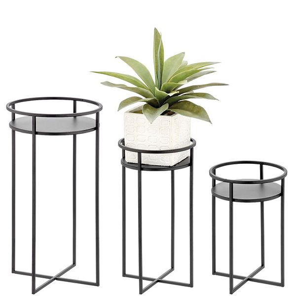 mDesign Metal Mid Century Modern Indoor/Outdoor Plant Stands - Set of 3