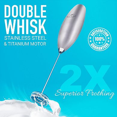 Zulay Kitchen Double Whisk Milk Frother With Stand