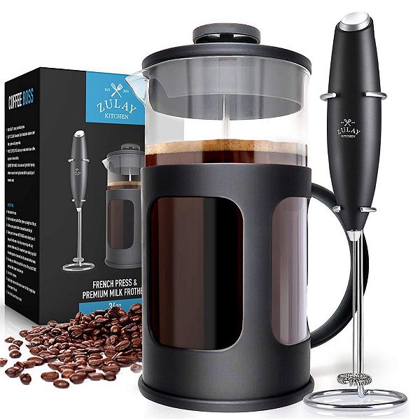 VonShef French Press Coffee Cafetiere Set with Milk Frother and 4
