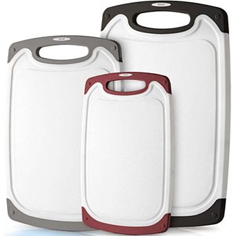 Zulay Kitchen Cutting Board With Juice Grooves (3 pc Set)