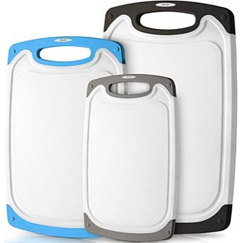 Zulay Kitchen Cutting Board With Juice Grooves (3 pc Set)