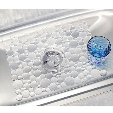 mDesign Kitchen Sink Protector Mat - Bubble Design - Large, 2 Pack - Clear
