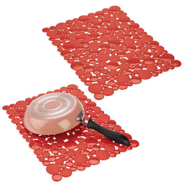 mDesign Plastic Kitchen Farmhouse Sink Mat Bubble Design, 2 Pack