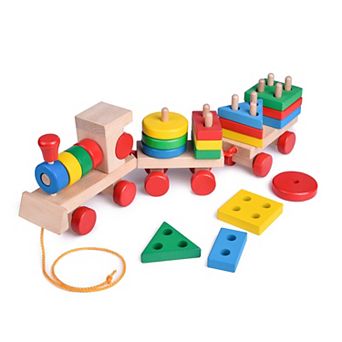 Wooden Stacking Train for Toddlers