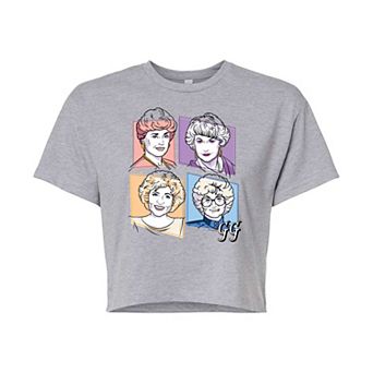 Juniors' Golden Girls Group Grid Cropped Graphic Tee