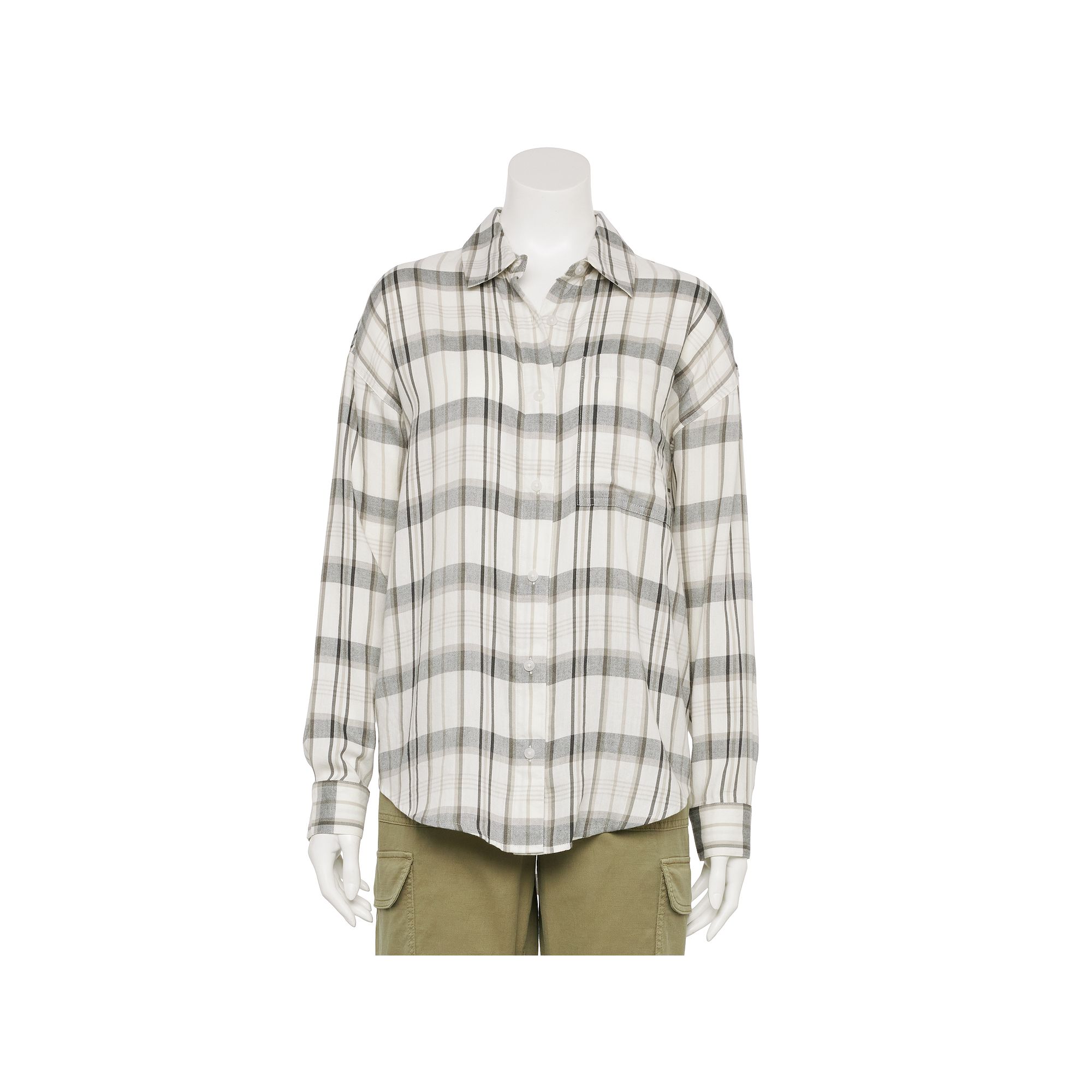 Juniors SO® Adaptive Oversized Shirt, Girls, Size: XS, Black White Plaid