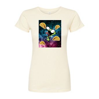 Juniors' Invader Zim Space Tacos Fitted Graphic Tee