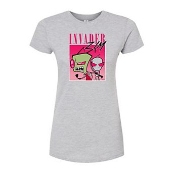 Juniors' Invader Zim And Gir 90s Box Fitted Tee