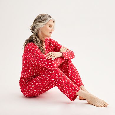 Women's Croft & Barrow® Long Sleeve Henley & Pajama Pants Sleep Set