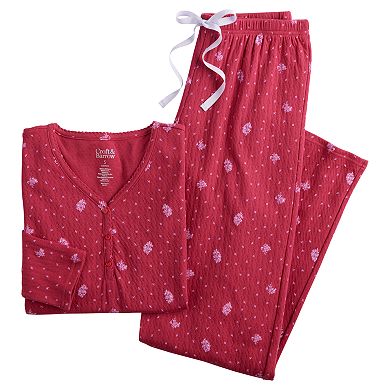 Women's Croft & Barrow® Long Sleeve Henley & Pajama Pants Sleep Set