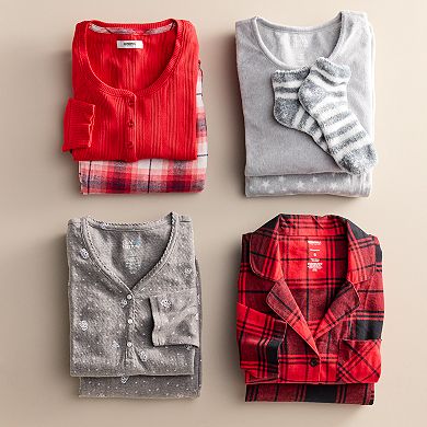 Women's Croft & Barrow® Long Sleeve Henley & Pajama Pants Sleep Set