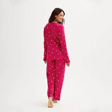 Women's Croft & Barrow® Long Sleeve Henley & Pajama Pants Sleep Set