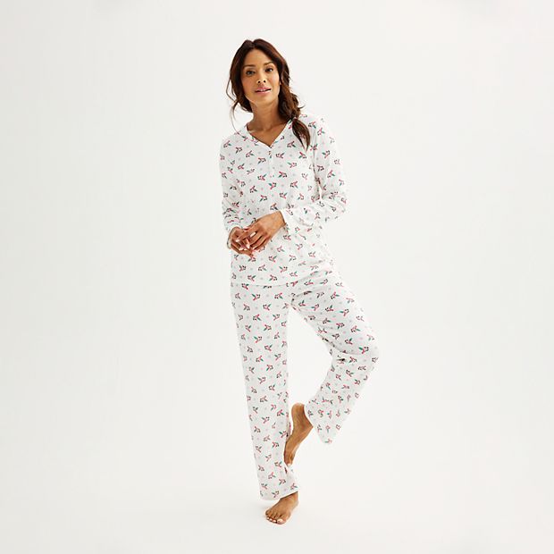 Women's Croft & Barrow® Long Sleeve Henley & Pajama Pants Sleep Set