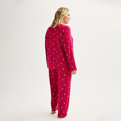 Plus Size Croft Barrow Long Sleeve Henley Pajama Pants Sleep Set