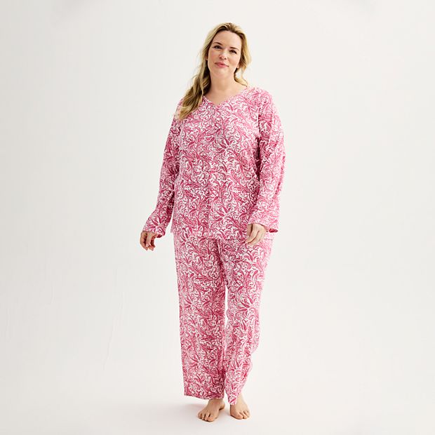 Stars Above Women's Henley Super Soft Sleep Pajama 2 Piece Set (XX