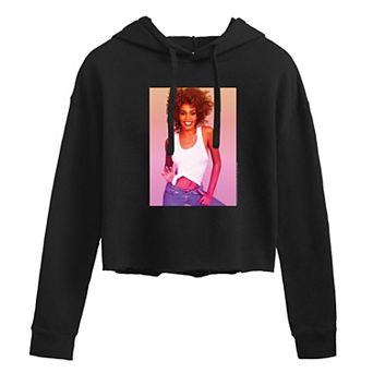 Juniors' Whitney Houston Photo Cropped Hoodie