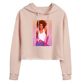 Juniors' Whitney Houston Photo Cropped Hoodie