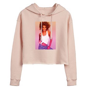 Juniors' Whitney Houston Photo Cropped Hoodie