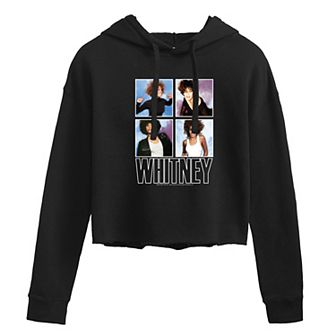Juniors' Whitney Houston Grid Cropped Hoodie