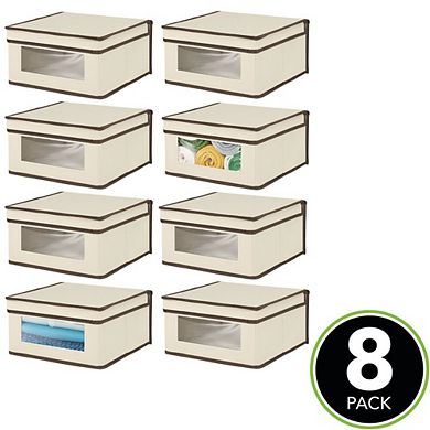 mDesign Medium Soft Fabric Closet Storage Box with Lid & Window - 8 Pack