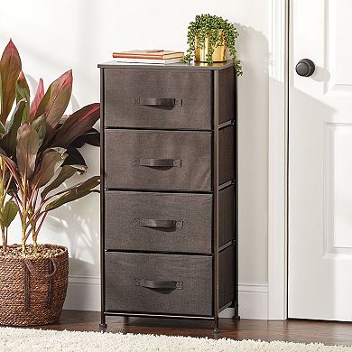 mDesign Tall Dresser Storage Tower Stand with 4 Fabric Drawers - Charcoal Gray
