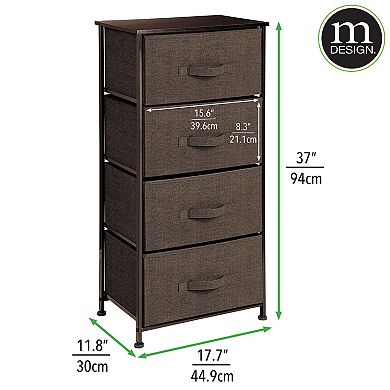 mDesign Tall Dresser Storage Tower Stand with 4 Fabric Drawers - Charcoal Gray
