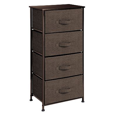 mDesign Tall Dresser Storage Tower Stand with 4 Fabric Drawers - Charcoal Gray