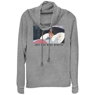 Disney's Cinderella Juniors' In Bed Just Five More Minutes Cowlneck Graphic Lightweight Long Sleeve